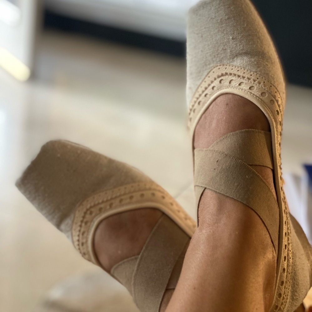 Uma Wang canvas and leather ballet shoes 39